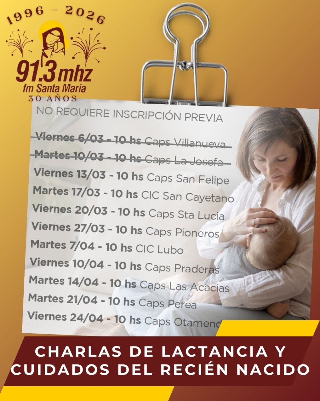 CHARLAS GRATUITAS SOBRE LACTANCIA MATERNA