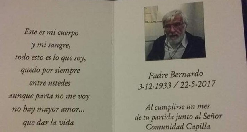 ANIVERSARIO DEL FALLECIMIENTO DEL PADRE BERNARDO