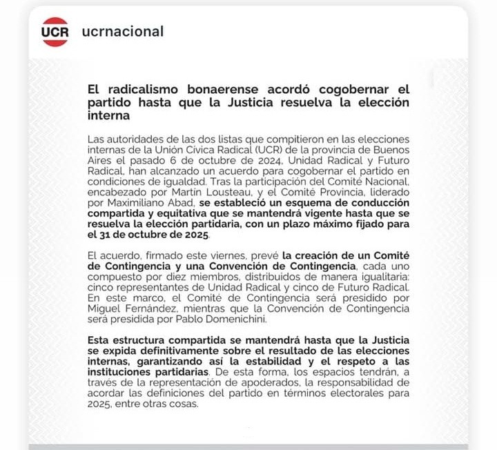 LA UCR PROVINCIA TENDRÁ UNA CONDUCCIÓN COLEGIADA