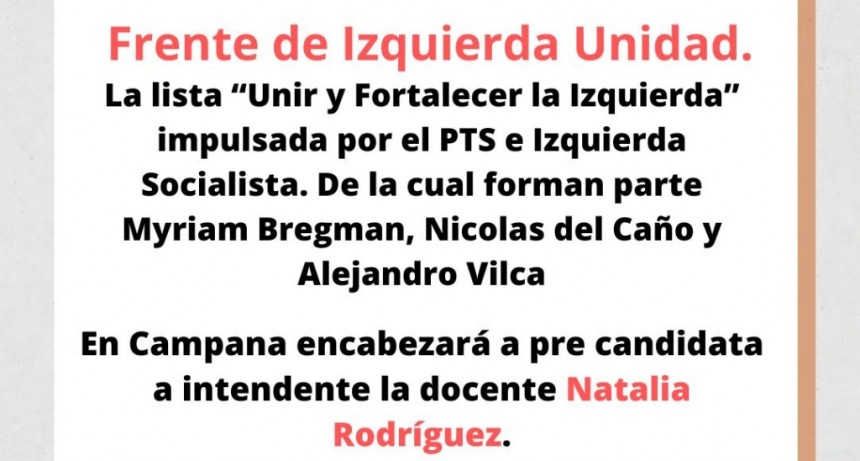 EL FRENTE DE IZQUIERDA TAMBIÉN TENDRÁ INTERNAS