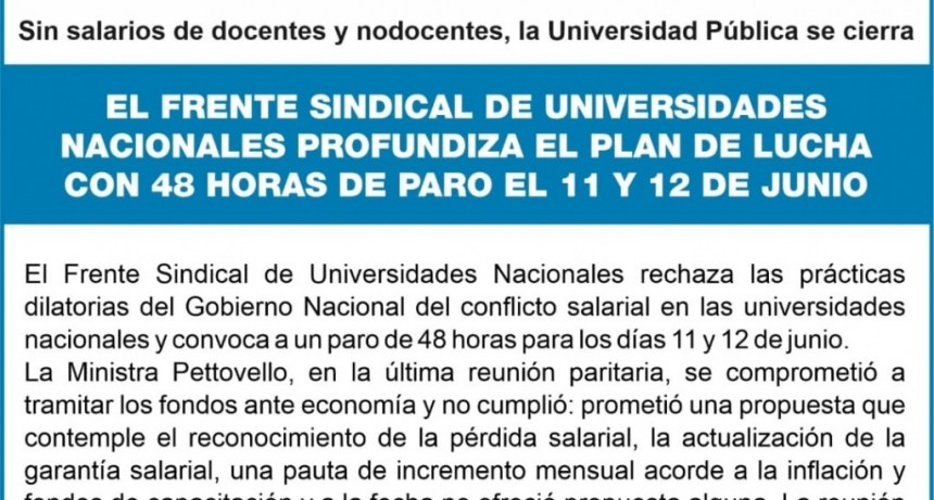 PARO UNIVERSITARIO POR 48 HORAS