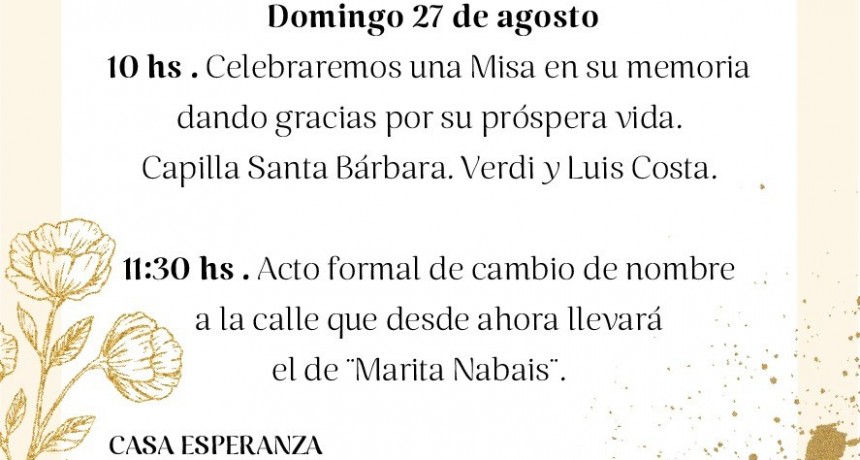 MISA Y HOMENAJE A MARITA NABAIS