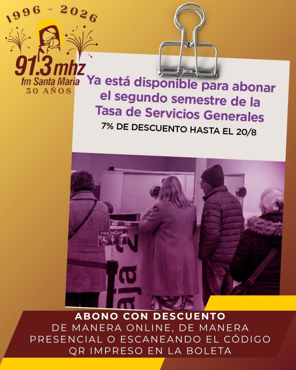 BENEFICIO POR EL PAGO SEMESTRAL DE LAS TASAS