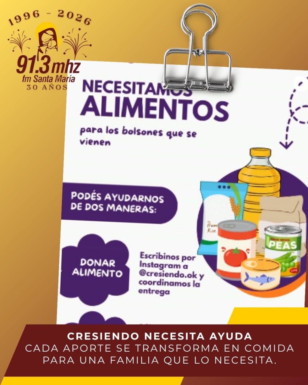 CRESIENDO NECESITA AYUDA